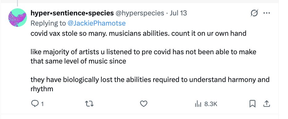 hyperspecies's tweet photo. @trndytrndy ive been calling it vax damage to be deregatory, but im essentially just talking about intentionally giving urself long covid 

been on this thesis for multiple years now. very disturbing. people de evolved in real time in front of my eyes. became less capable humans https://t.co/HS9c1kWbgF