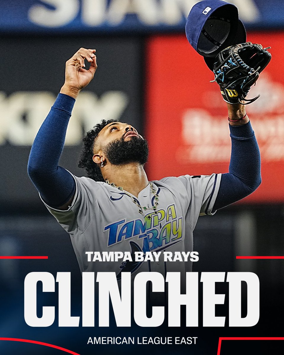 SportsCenter's tweet photo. RED HOT RAYS ☀️

The Tampa Bay Rays clinch the AL East 😤 https://t.co/IQUA1KKsyF