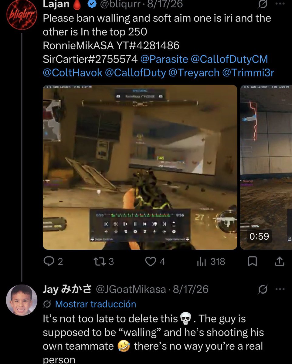 Datzzzz131's tweet photo. Do you see these two guys? Both are pathetic

The guy @Adwiski playing with RonnieMikasa the cheater who has been cheating every season! ,

Yesterday I ran into both of them doing rage adwiski I’m 100% sure it’s one more cheater, if you see them both report them pls https://t.co/x7v5qIpAQH