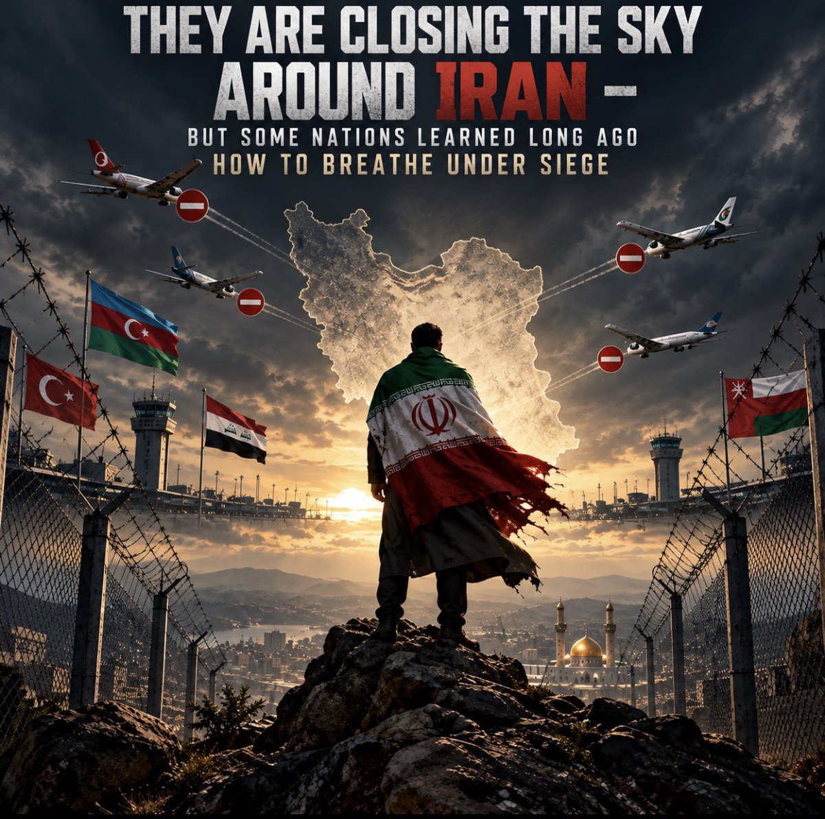 AmjadD_Undertkr's tweet photo. Baghdad has stopped accepting Iranian flights, with Tehran trying to keep the route alive through Najaf. Oman has restricted Iranian aviation, Azerbaijan suspended Iran Air, and Turkish carriers have pulled Iran services as the pressure tightens.

And suddenly all those speeches about “Islamic brotherhood” sound very different.

They can shut airports, cancel routes and make ordinary Iranians pay the price but Iran was forged through decades of being told it had nowhere left to turn.

The pressure is real. So is the record of those who folded when tested.

May Iran break through this siege and emerge victorious against these shayateen 🤲🏼🇮🇷…