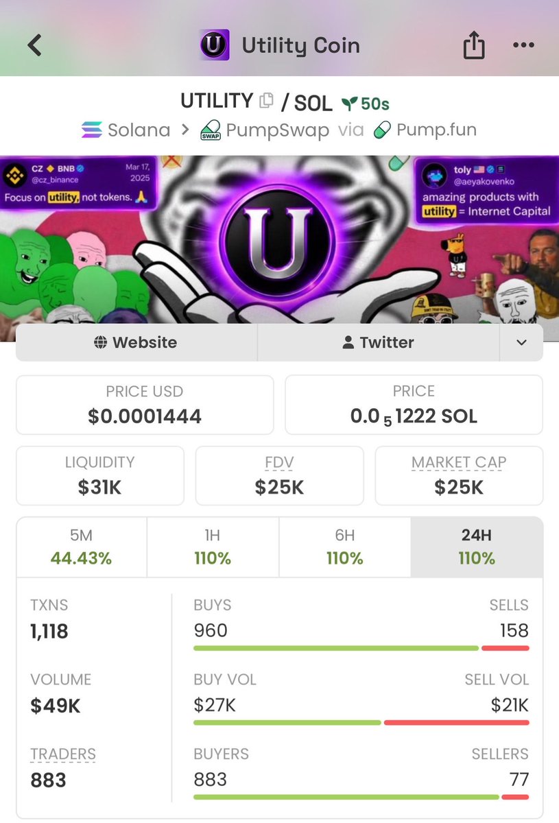 Meme_Lord_ups's tweet photo. Called $UTILITY at just $25K MC in the Alpha Group. 👀🚀

Early positioning matters. More calls loading!

Follow + DM to join the VIP TG.

#Solana #Memecoin #Crypto #Alpha

CbouD8khLcz1Y1QngvRtQufUimSRKpHkvGn6y1n8pump https://t.co/KMvFZFJOah