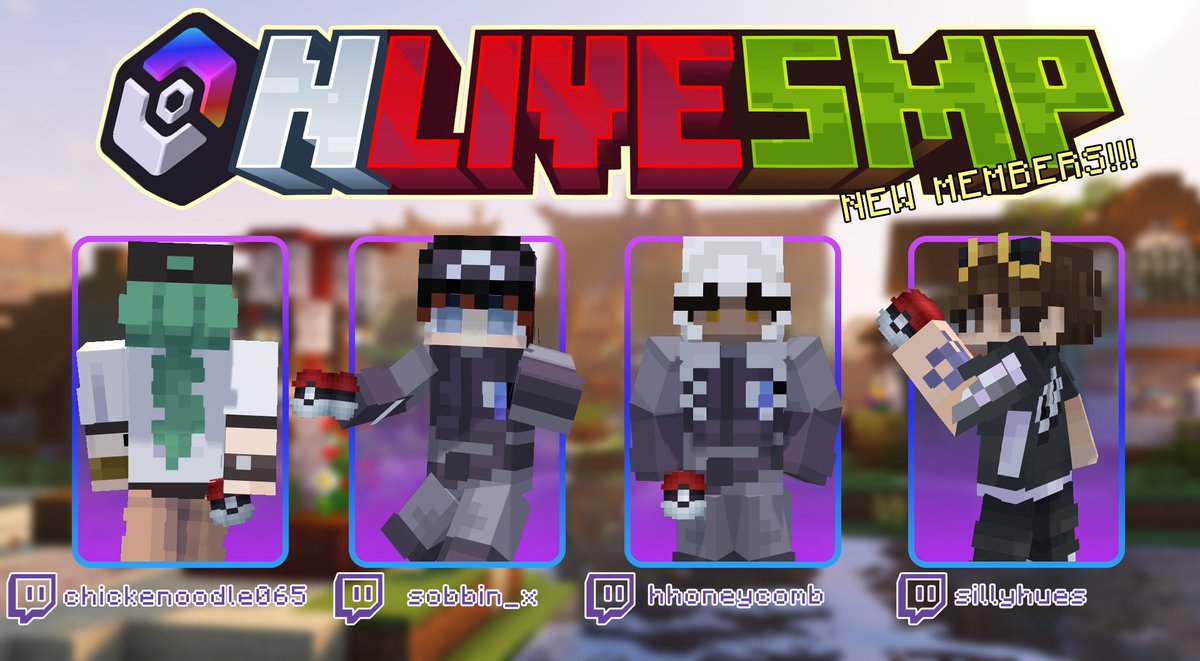 OnLiveSMP's tweet photo. These four might want World Domination? Or just to catch a legendary or two.
Welcome in Wave 6 of the New Members!
@chickenoodle065 , sobbin_x , @hhoney_combb , and @SillyHues https://t.co/TPOQYDjmtN