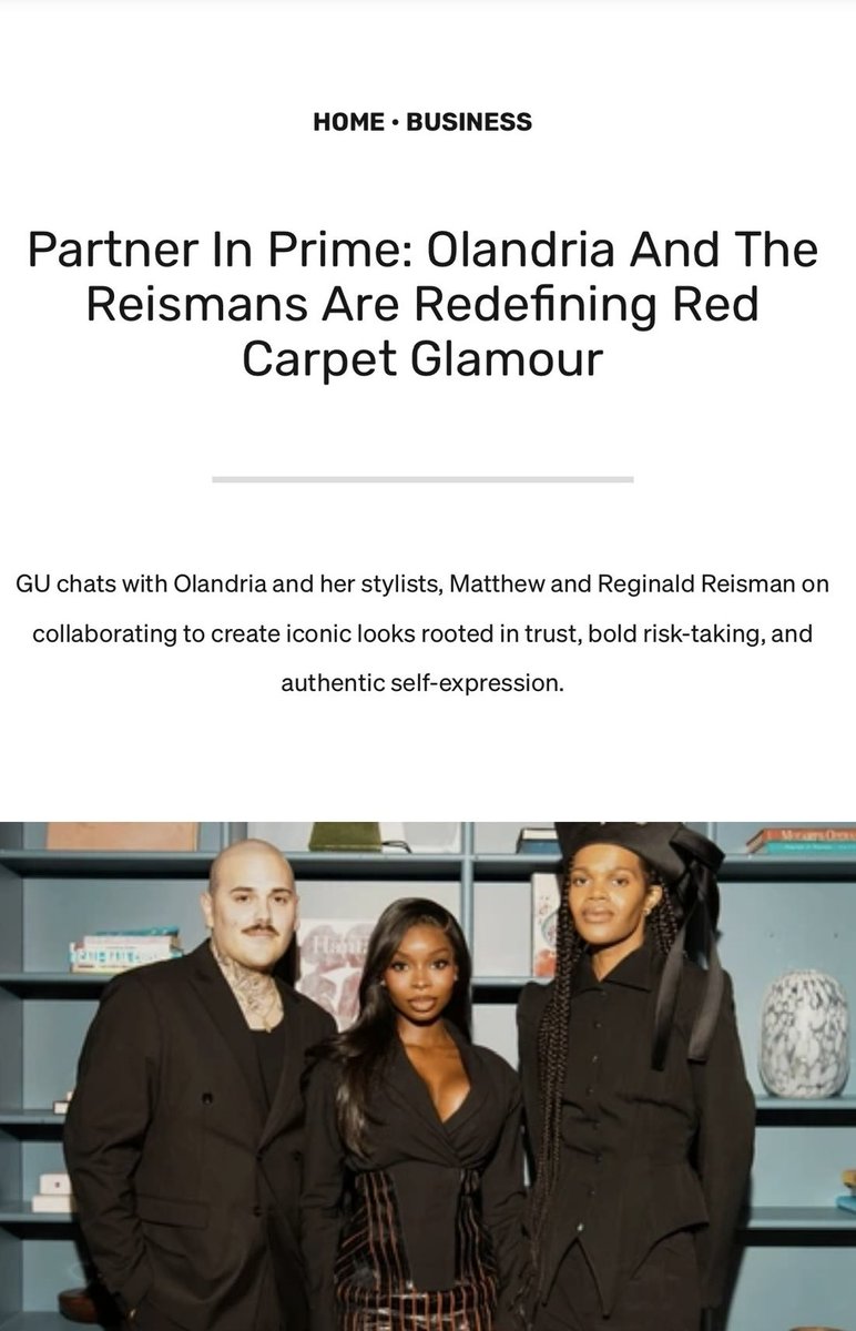 olandriabase_'s tweet photo. Olandria and The Reismans talk about the ins and outs of Olandria’s rise in the fashion sphere in a new Q&amp;A article by Essence Girls United! https://t.co/tjQvLsxOwp