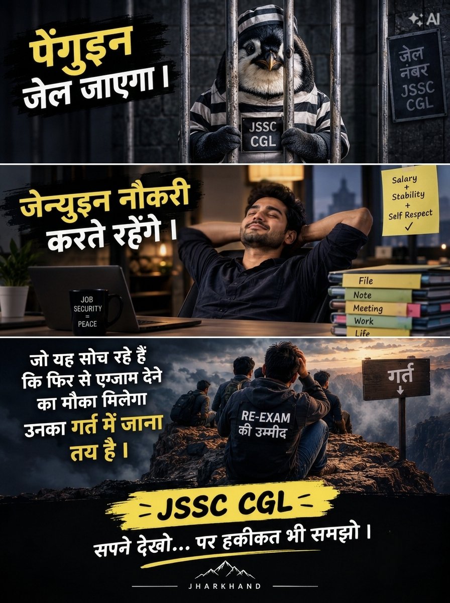 WarriorAmarNath's tweet photo. जेन्युइन नौकरी करते रहेंगे ।
पेंगुइन जेल जाएगा ।

जो यह सोच रहे कि फिर से एग्जाम देने का मौका मिलेगा उनका गर्त में जाना तय है।
@JPSCreformanch
@kunalpratap86 
@ExamsFighters https://t.co/wF4wI4SEuD
