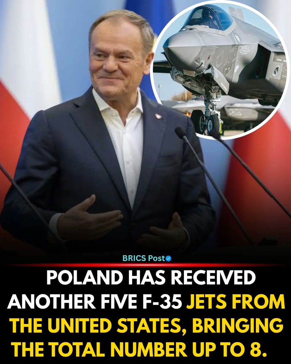 PalmaLeaven's tweet photo. ⚡ BREAKING: 🇵🇱🇺🇸Poland has received another five F-35 jets from the USA, bringing the total number up to 8. #poland #polandnews #F35 #polish #bricsnews https://t.co/liYLUB28NX