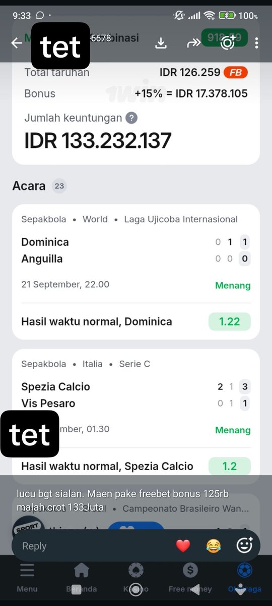 SALAZAR_picks's tweet photo. Gila friend punya anggota , bet modal freebet dan tembus 133 juta beserta bonusnya. Bonus 1win bukan kaleng2. Gilaaaaaa 

🔥🔥🔥🔥🔥 https://t.co/K5jJDKSYxD