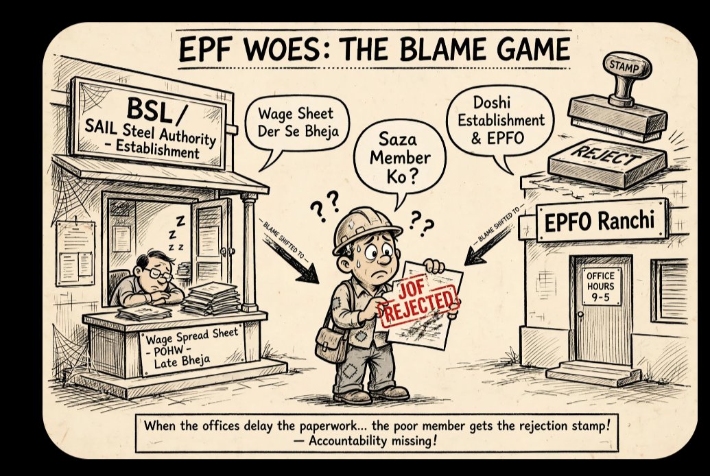 UmaShan86260637's tweet photo. EPF का दर्द:कागज़ लेट,सजा सदस्य को?
Wage spread Sheet समय पर नहीं पहुंचा,JOFहो गया REJECT,और परेशान रिटायर्ड मेंबर।
गलती सिस्टम की,भुगत रहा है सदस्य।
क्या यही न्यायहैAccountability कौन तय करेगा?
#EPFO #HigherPension #JOFRejected #PensionersJustice #EPFOGrievance #RetirementIssues https://t.co/FNWBPnSMnD