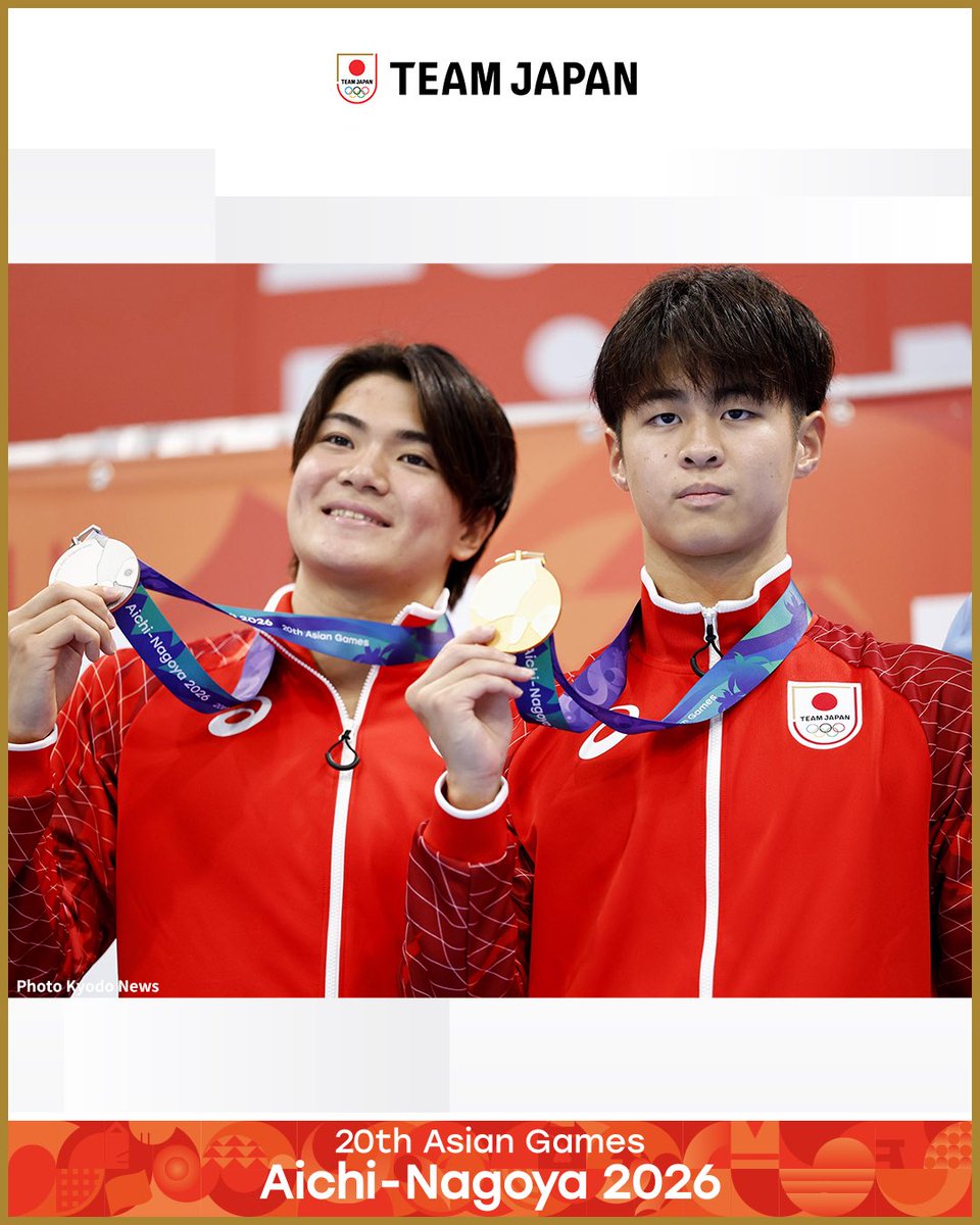 TeamJapan's tweet photo. ◤ 📸TEAM JAPAN Shots #愛知名古屋2026 ◢

🏊️競泳
【男子400m個人メドレー 】
1位 小島夢貴 選手 🥇
2位 松下知之 選手 🥈

【女子200m背泳ぎ】
3位 白井璃緒 選手 🥉

男子400m個人メドレーでは、
男子200m個人メドレーに続き #TEAMJAPAN がワンツーフィニッシュ👏✨

@JAQUA1924 @tobiuojapan
#ともに一歩踏み出す勇気を

愛知・名古屋アジア大会はTBS ▶︎ @TBS_TV_S1