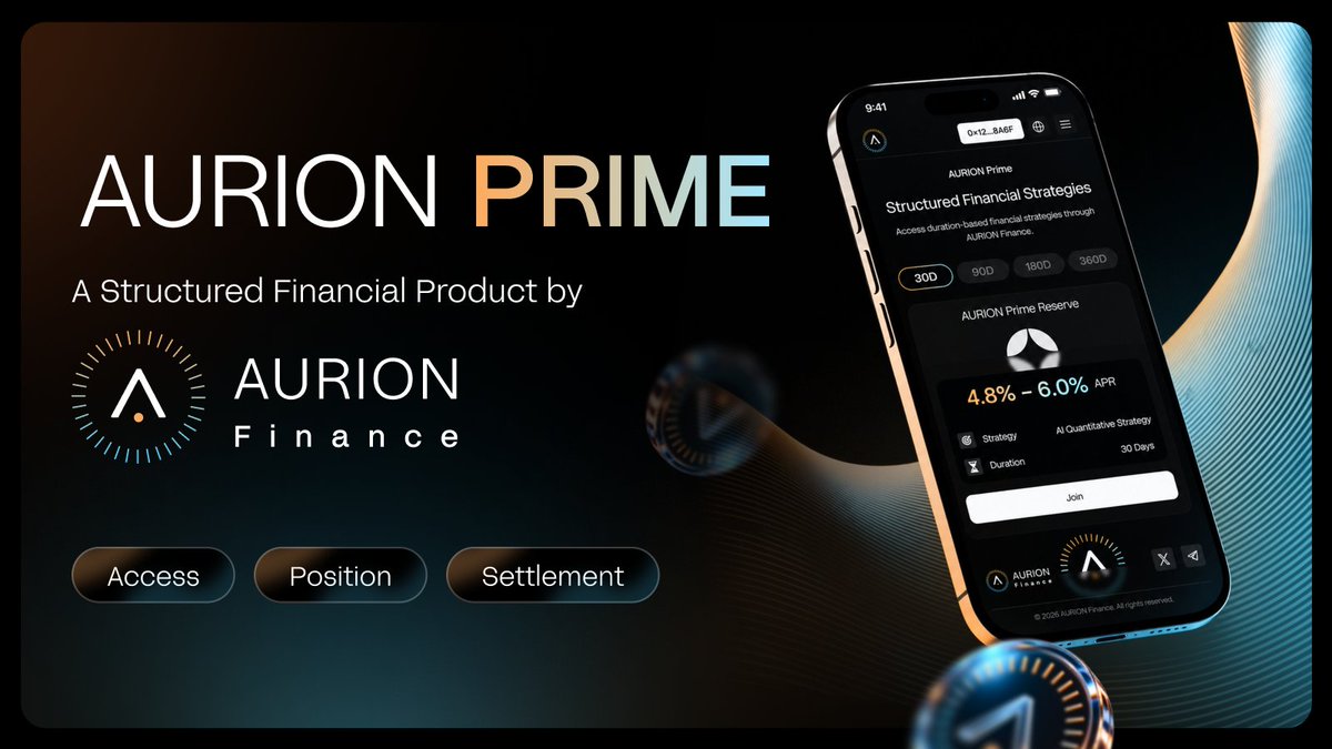 AURION_Finance's tweet photo. AURION Prime is the structured financial strategy product within AURION Finance.

Designed for on-chain capital participation, Prime connects network access, strategy positions and settlement through one unified interface

The next product layer of AURION Finance is coming online https://t.co/BHgAHvjQEa