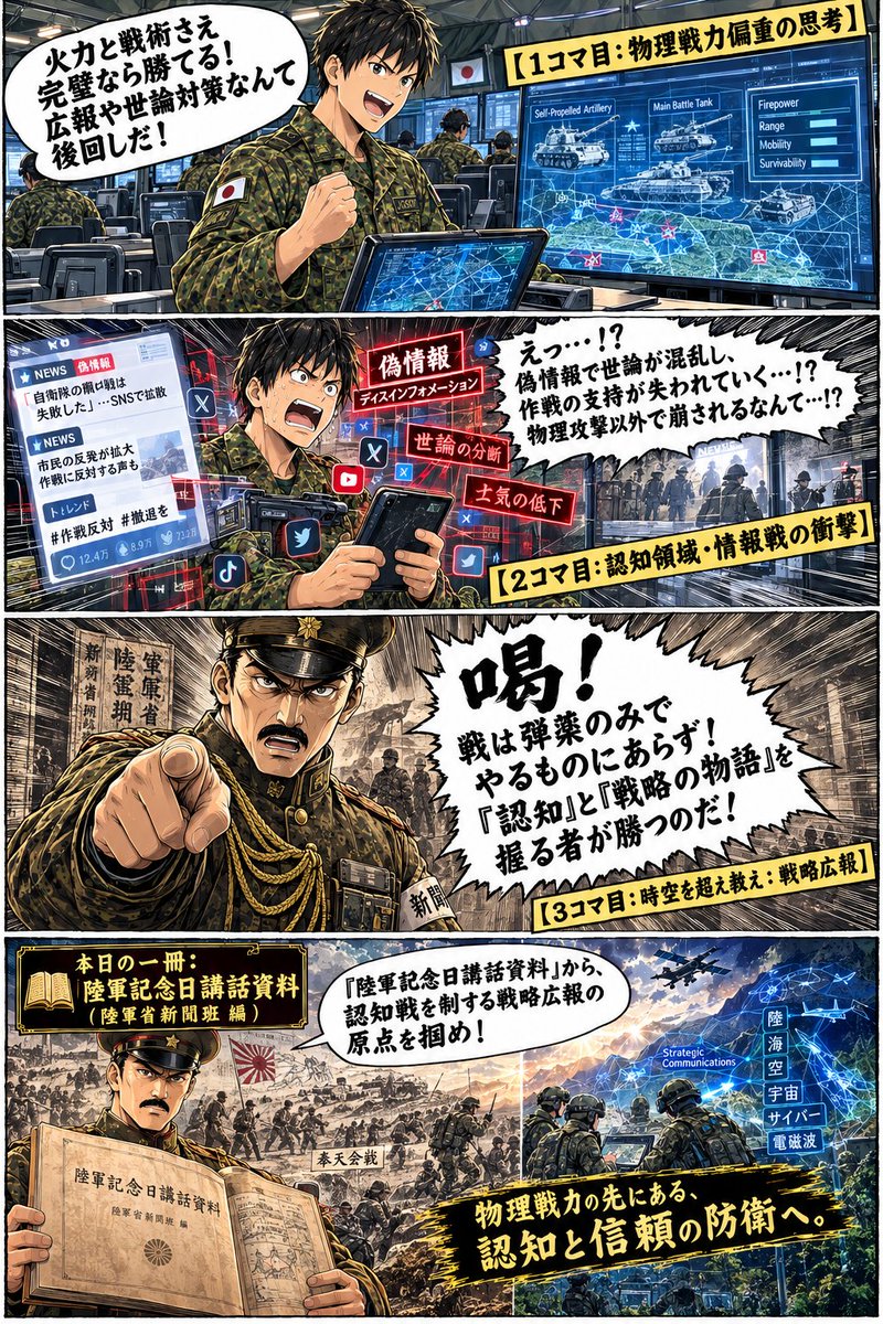 HeisyoKurabu's tweet photo. 🌸オススメの１冊🌸
陸軍省新聞班は、“認知領域”の重要性に着目していました。日露戦争の記憶をどう国民に語ったのか。読みやすい内容です。興味のある方どうぞ

↓サクッと解説用のnote始めました↓
https://t.co/oAeRbkcNyu
#陸上自衛隊幹部候補生 #戦術 #戦史 #本好き #日露戦争 #坂の上の雲 https://t.co/tHu8YFvNAt