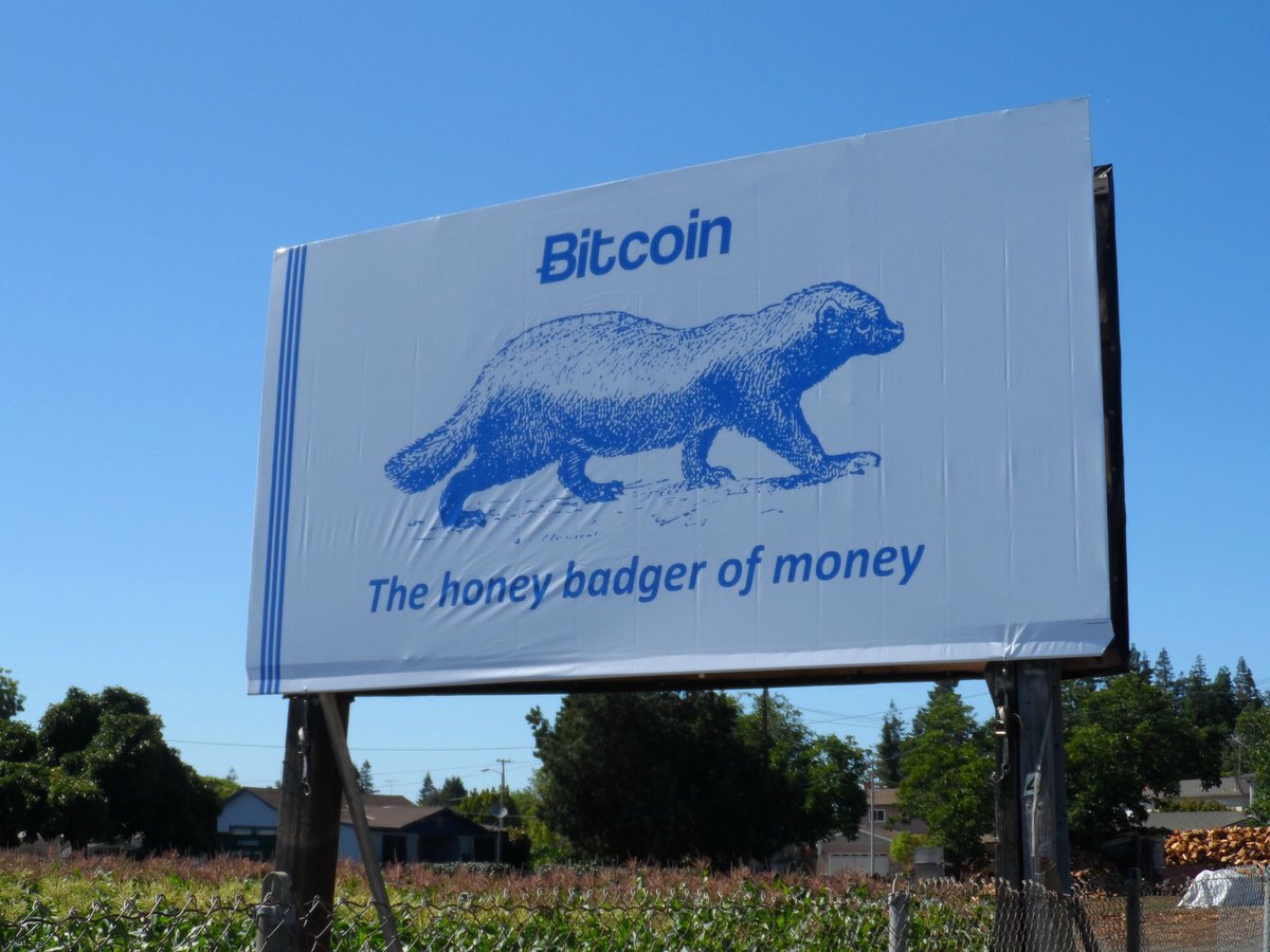 BadgerStonk's tweet photo. The animal that became the mascot of Bitcoin on a billboard over 10 years ago.

Circa 2013. https://t.co/oJKBrw5K8l