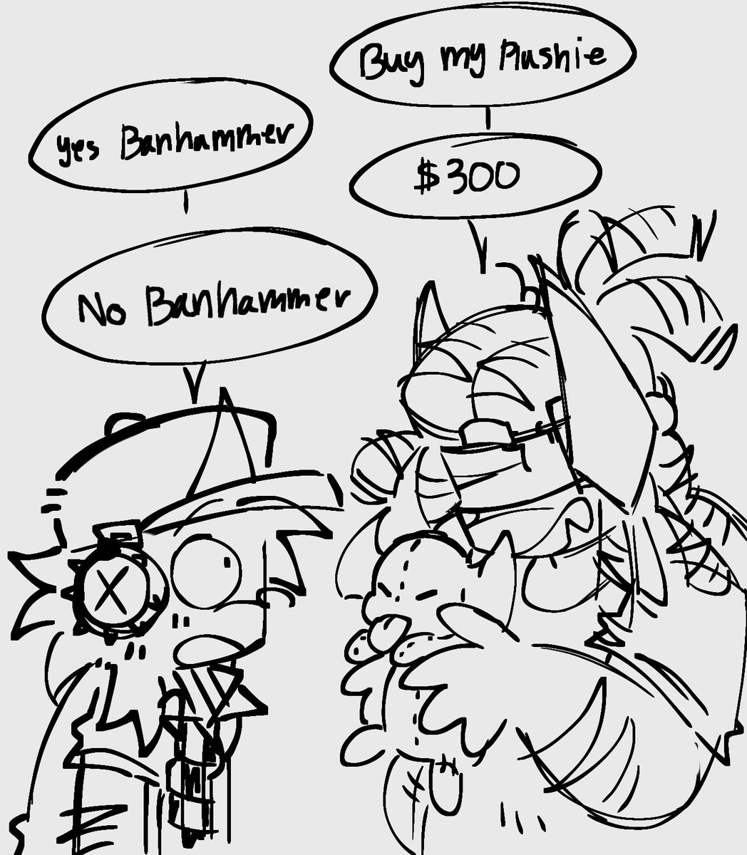 _FizzyCola_'s tweet photo. Had a dream where banhammer wasss sssellin plushiesss of himssself but tgey were. $300 each

#phighting https://t.co/RVndhZ2DZd