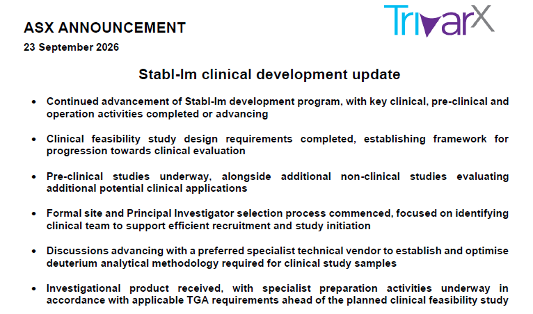 jpequitypartner's tweet photo. Strong momentum for @TrivarX $TRI’s Stabl-Im program as key clinical, operational, and research milestones pave the way toward clinical evaluation.
ASX: https://t.co/CFkp0Aq2h2
#ASX #TRI #StablIm #MRI #PETScan #MedicalImaging #HealthTech #Biotech #ClinicalDevelopment #MedTech https://t.co/4HZUu1VrKS