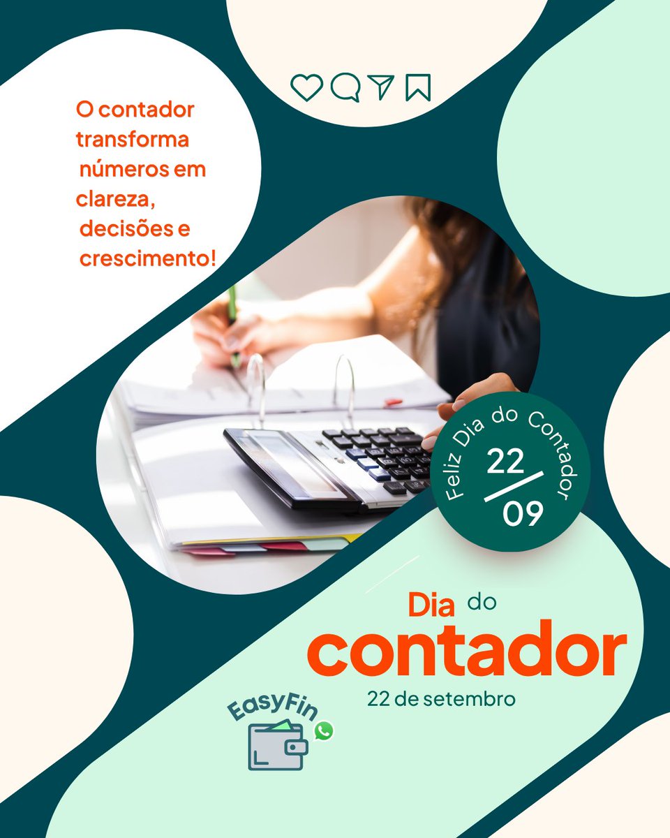 UseEasyFin's tweet photo. 📅 22 de setembro — Dia do Contador.

Hoje é dia de reconhecer quem transforma números em informação, organização e decisões melhores. https://t.co/ngpKcD9VCk