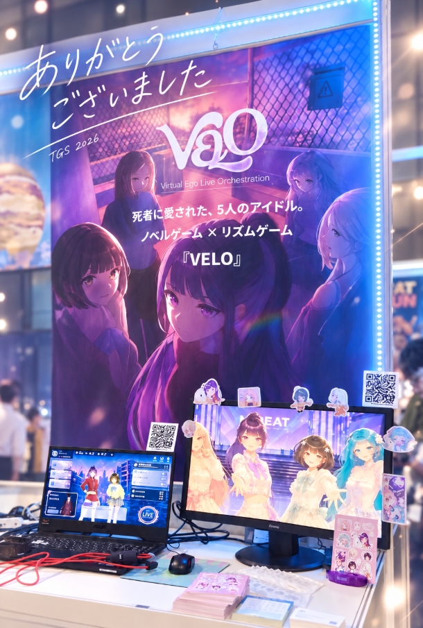 itsveloofficial's tweet photo. 東京ゲームショウ2026でV.E.L.O.のブースにお越しいただき、ありがとうございました！  

皆さまの声を反映し、より良いV.E.L.O.をお届けできるよう開発を進めてまいります。  

台風により被災された皆さまに、心よりお見舞い申し上げます。  

#VELO #TGS2026 https://t.co/mjCdUlFFAS