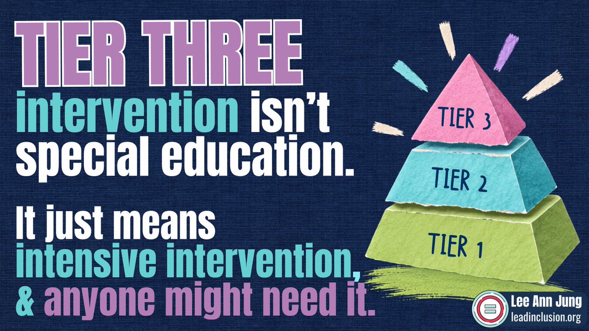 leeannjung's tweet photo. 👥 Tier 3 intervention is NOT #specialeducation. Tier 3 only means intensive support. Not all who need intensive support have an #IEP. Not all with an IEP need intensive support. #LeadInclusion #UDL #InclusiveEd #EdLeaders #TeacherTwitter https://t.co/t2GNtfTFKz