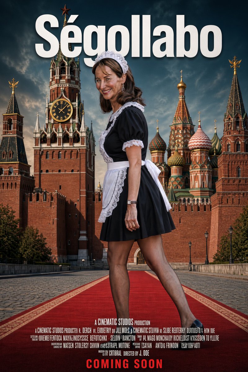 O_Lecourt's tweet photo. Ségollabo, le film ! 

Synopsis : Ségollabo alias Ségogo la serpillière à roubles s'est faite embauché au Kremlin comme femme de ménage et de petite vertu...

Pour 2027 n'ayant pas de mandat, ni de travail et après avoir manger à tout les rateliers comme Manuel Valls, cette dernière est candidate à l'élection présidentielle française...