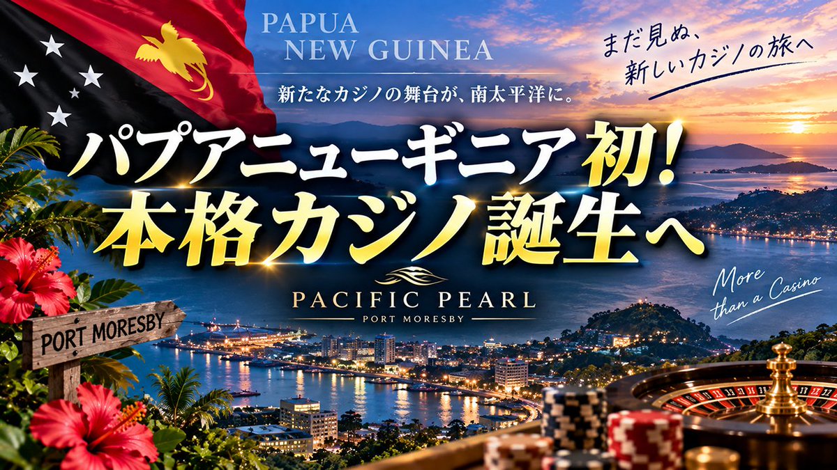 resocasi's tweet photo. 海外カジノへ行くならリゾカジ.com

■パプアニューギニアに初の本格カジノ誕生へ！

首都ポートモレスビーで「Pacific Pearl」が開業準備を進めています。

第一段階では約100台のゲーミングマシン、約20台のテーブルゲーム、VIPルームなどを計画。

ライセンス取得を前提に2026年内の開業を目指します。

新たなカジノ目的地となるのか注目です。

▼詳しくはこちら
https://t.co/8FbWtZ93om

#リゾカジ #カジノ