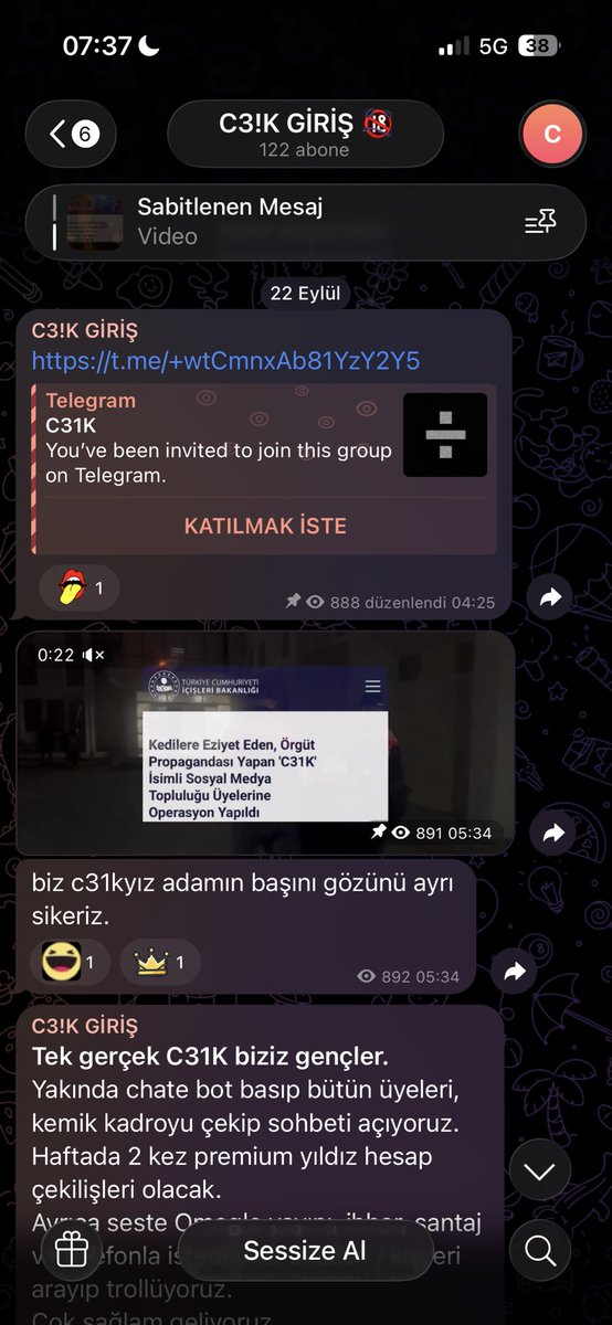 selimcan06s's tweet photo. ⚠️ DİKKAT

“c31k” adlı grup/kanal hakkında bazı ciddi iddialar dolaşıyor. Özellikle tehdit veya saldırı planlamasıyla ilgili içerikler gördüyseniz, bunları paylaşmadan önce doğrulayın ve mümkünse ekran görüntüsü/link gibi kanıtları saklayın.

Şüpheli veya acil bir durum var. https://t.co/3lkBqSMuLA