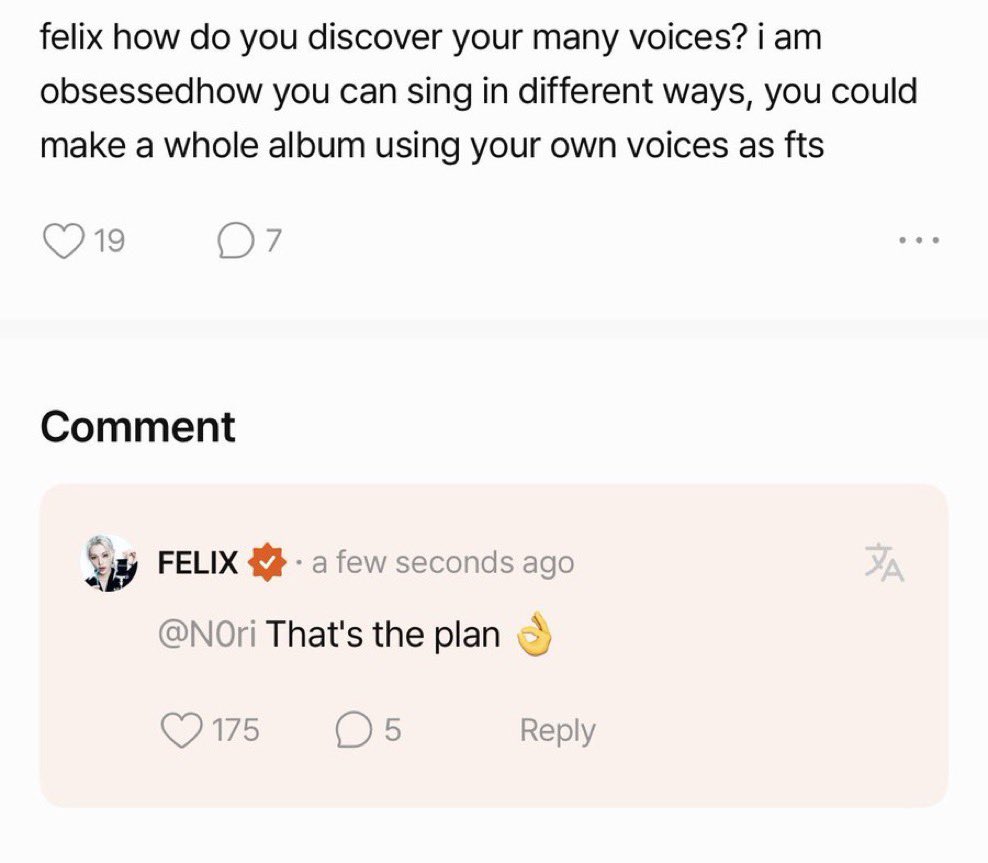 tenderquokka's tweet photo. 👤: felix, cómo haces para descubrir todas esas voces que tienes? me encanta que puedas cantar de tantas formas diferentes, podrías hacer un álbum entero haciendo feats contigo mismo

🐥: ese es el plan 👌

UN ÁLBUM ASÍ Y EL FANDOM COLAPSA https://t.co/FKssNtGV4i