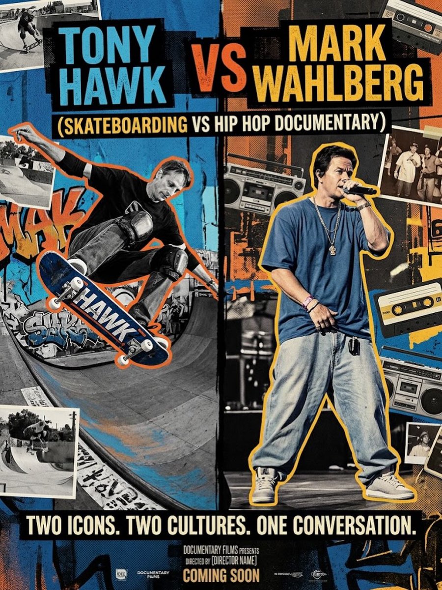 SheenaBinn99's tweet photo. Ai AiArt #Concept #Poster #Skateboarding HipHop Documentary #TonyHawk #MarkWahlberg https://t.co/tjAPLBHrDt