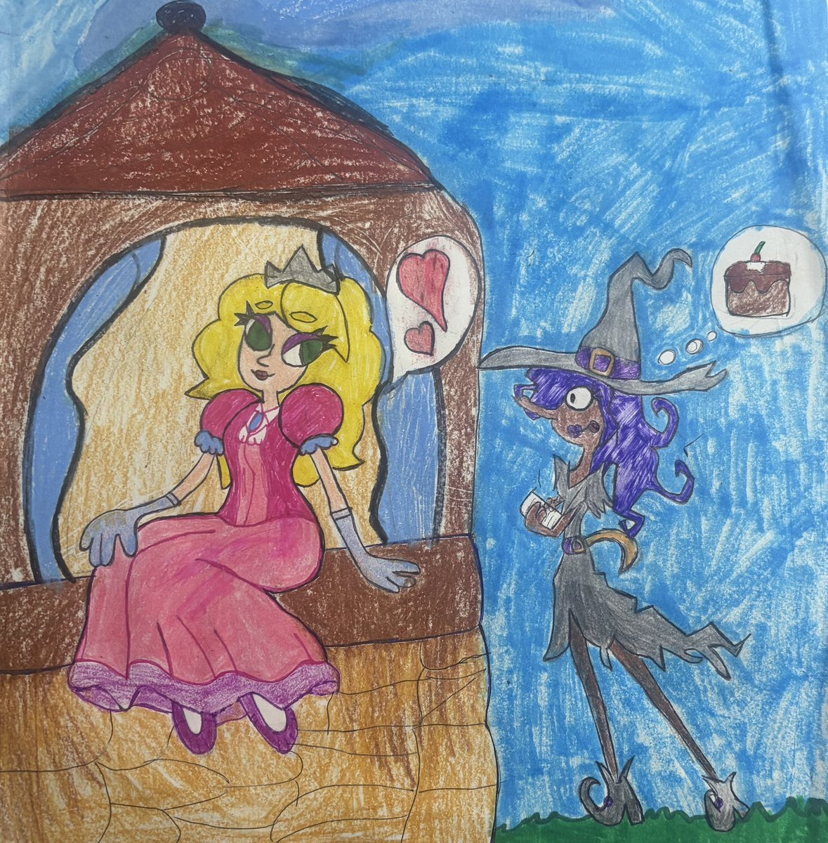 PocoyoArtist's tweet photo. Princess and Witch Yuri
🩷👑
💜🖤🪄
“Dearest, Scheming seeking but friendly, witch Bertha.
I have baked a sweet cake for you at the my tower, I could use your company.
Sincerely, Princess Eloise.”

#sapphic #ocs #princessoc #witchoc #30scartoonstyle https://t.co/usV7naGeq1