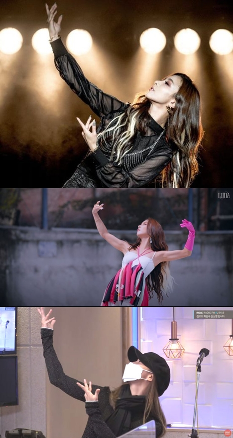 sunyoungall's tweet photo. Madonna Pose 😍 I want to see it on the stage @Luna__0812 💜 https://t.co/piWI6eFj0E