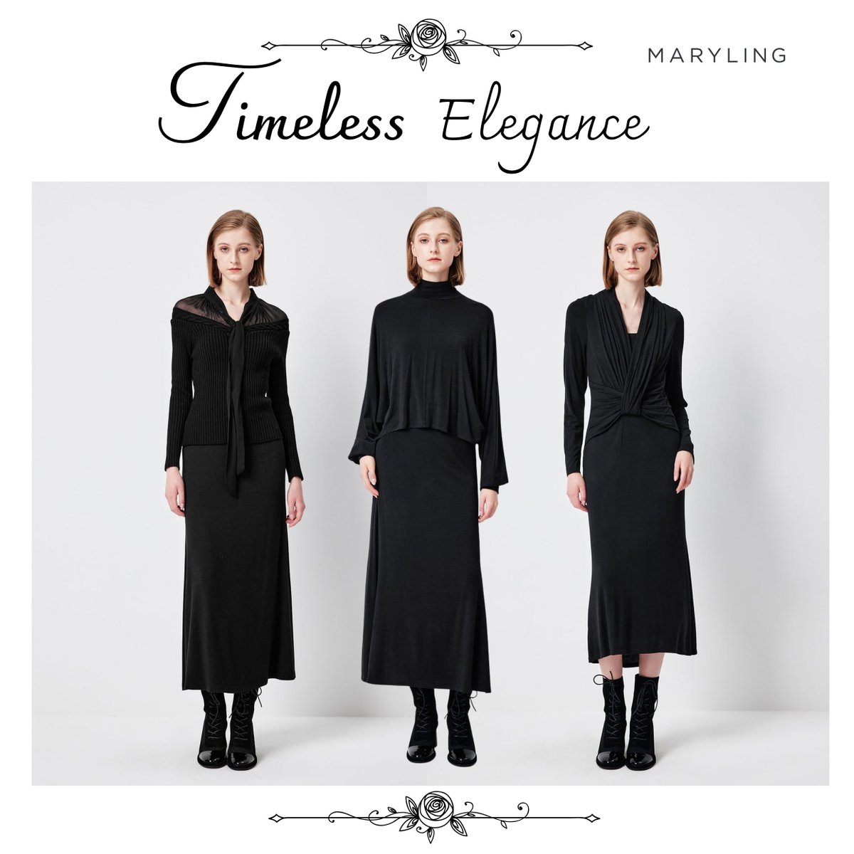 MARYLING_'s tweet photo. Black never needs an introduction.
Three silhouettes, one timeless expression of modern femininity.
#MARYLING #TimelessElegance #AllBlack https://t.co/CipnhCOU4g