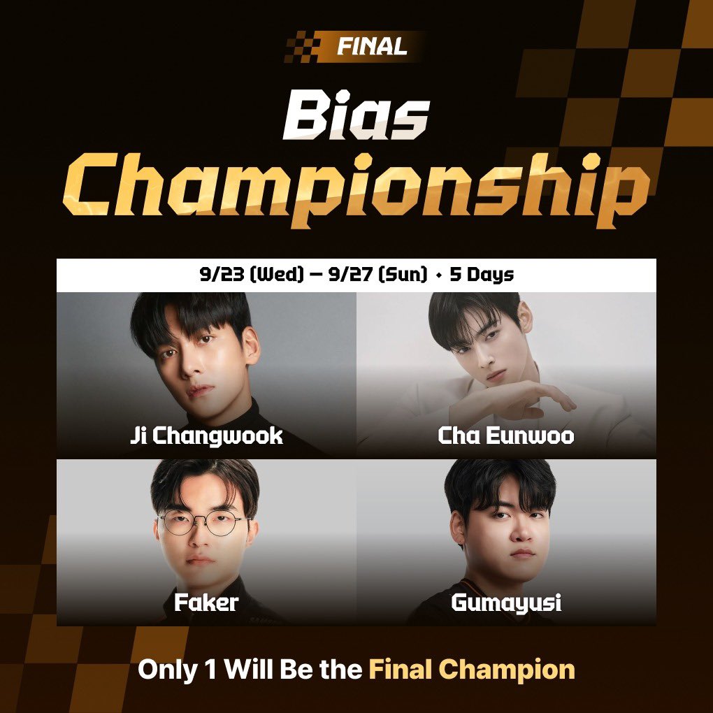 fakerized's tweet photo. The final match is here, and Faker is one of the finalists! If you have the Choeaedol Celeb app and would like to support Faker, please vote for him in the Celeb Bias Championship - FINAL! The winner will get a 15-day subway ad at Hapjeong Station in Seoul!

Voting starts today (Sep 23) and runs until Sunday (Sep 27) at 11:59 PM KST. You can cast 2 votes per account per day!

🗓️ Sep 23 – Sep 27, closes at 11:59 PM KST
🔗 https://t.co/ROWiUEncM6

#FAKER #페이커