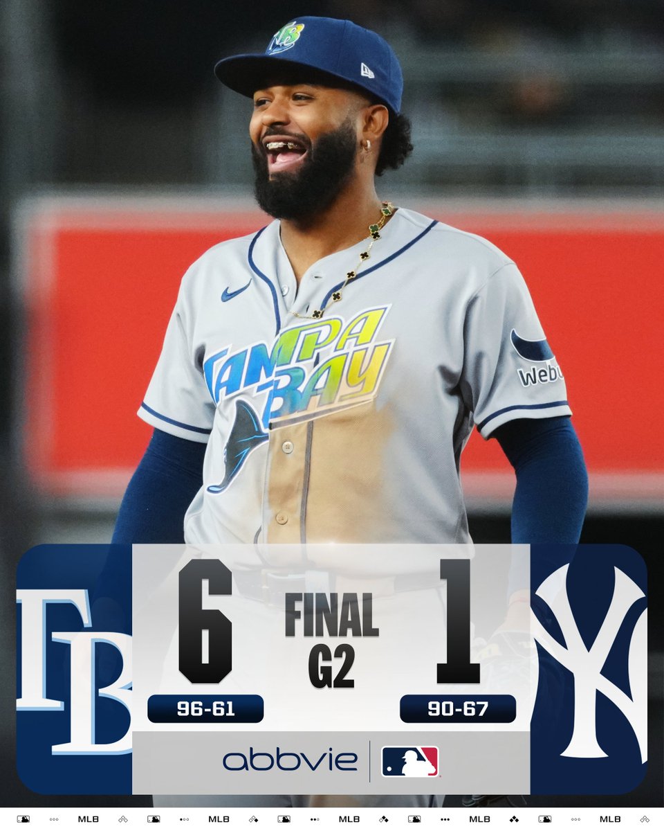 The Rays win Game 2 of the doubleheader to clinch the No. 1 seed in the AL!

(MLB x @​AbbVie) 
 [📷](https://pbs.twimg.com/media/HS3okIDWMAASbxp.jpg) https://pb