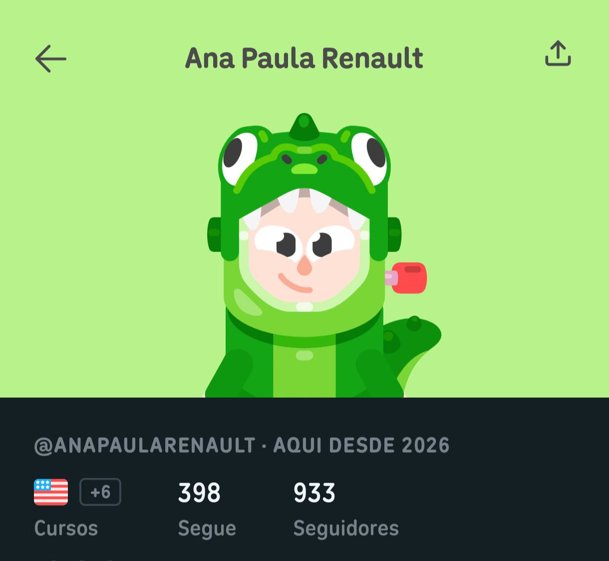ana_major15936's tweet photo. Ela mudando a fantasia do avatar dela no Duolingo pra um dinossaurinho 🤏🏻 quando penso que não posso amar mais 🥹😍 https://t.co/dIiUPdk8Kb