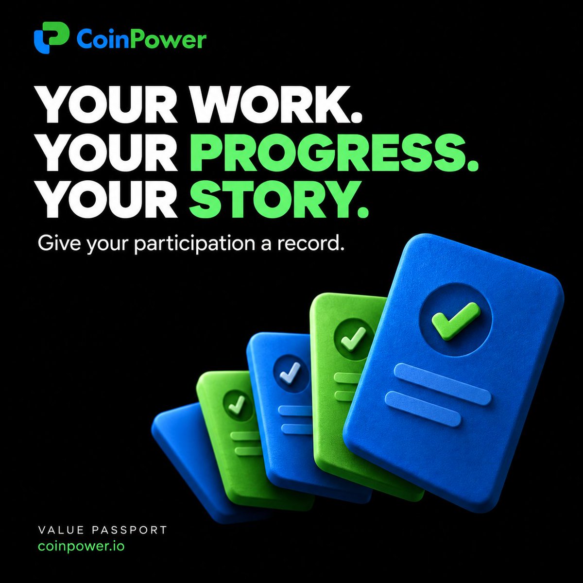 coinpowerio's tweet photo. Your next contribution does not need to be loud. It needs to be useful.

A clear explanation. A thoughtful reply. A piece of research that helps someone ask a better question. These are the small actions that give a community substance—and give your participation a story.

CoinPower’s Value Passport brings participation into five dimensions: Explore, Build, Community, Trade, and Growth.

That means there is more than one way to take part: discover opportunities, contribute information, join discussions, participate in value flow within CoinPower, or help the community grow through valid invitations and sustained activity.

The rules matter as much as the activity. Build scores require approval. Self-interaction does not count toward Community scores. Cancelled or refunded transactions do not count toward Trade scores. Growth depends on valid participation and invitation checks.

A higher activity count alone does not explain the quality of someone’s contribution. Start with something another person can actually use, and understand how the scoring rules apply before expecting credit.

Today’s small challenge: choose one useful contribution you can make with care. Publish a clear insight, improve a discussion, or explore a topic deeply enough to share what you learned.

Your work. Your progress. Your story.

Explore the Value Passport rules on CoinPower:
https://t.co/8xR1NbRvWP

#CoinPower #ValuePassport #Web3 #DigitalIdentity #Community #Web3Community #CryptoEducation #Contribution #Reputation #CommunityBuilding #Blockchain #BuildInWeb3