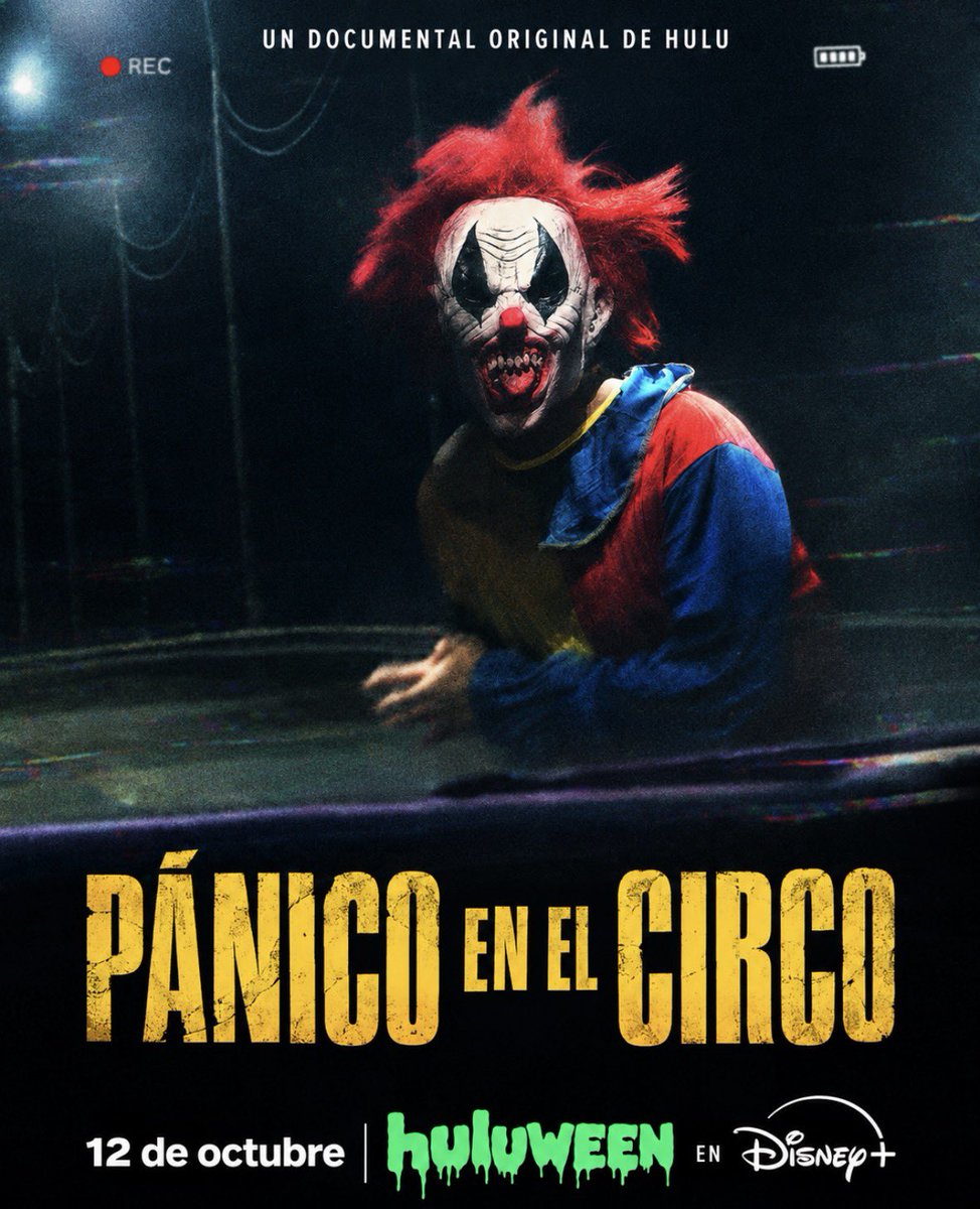 distarplusss's tweet photo. #OFICIAL🚨| 🎃 ¡NUEVO DOCUMENTAL DE HULUWEEN! #ClownPanic es el nuevo documental original de Hulu que explora la ola de avistamientos de payasos que provocó pánico en Estados Unidos en 2016, combinando imágenes de archivo, videos virales y testimonios para analizar cómo el fenómeno se convirtió en un auténtico caos mediático. 👻 Se estrenará el 12 de octubre en Hulu a través de #DisneyPlus 🔥