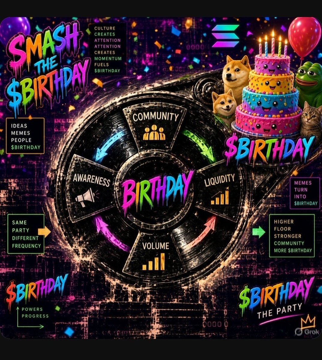 brnnoiz06's tweet photo. $BIRTHDAY 

🎈Awareness in. 
🎈Volume up.
🎈Liquidity spinning.
🎈Community is the cake.

Smash the $BIRTHDAY . 
@cryptokingpin22

DYOR ✊️ https://t.co/BPIkrbEzgT