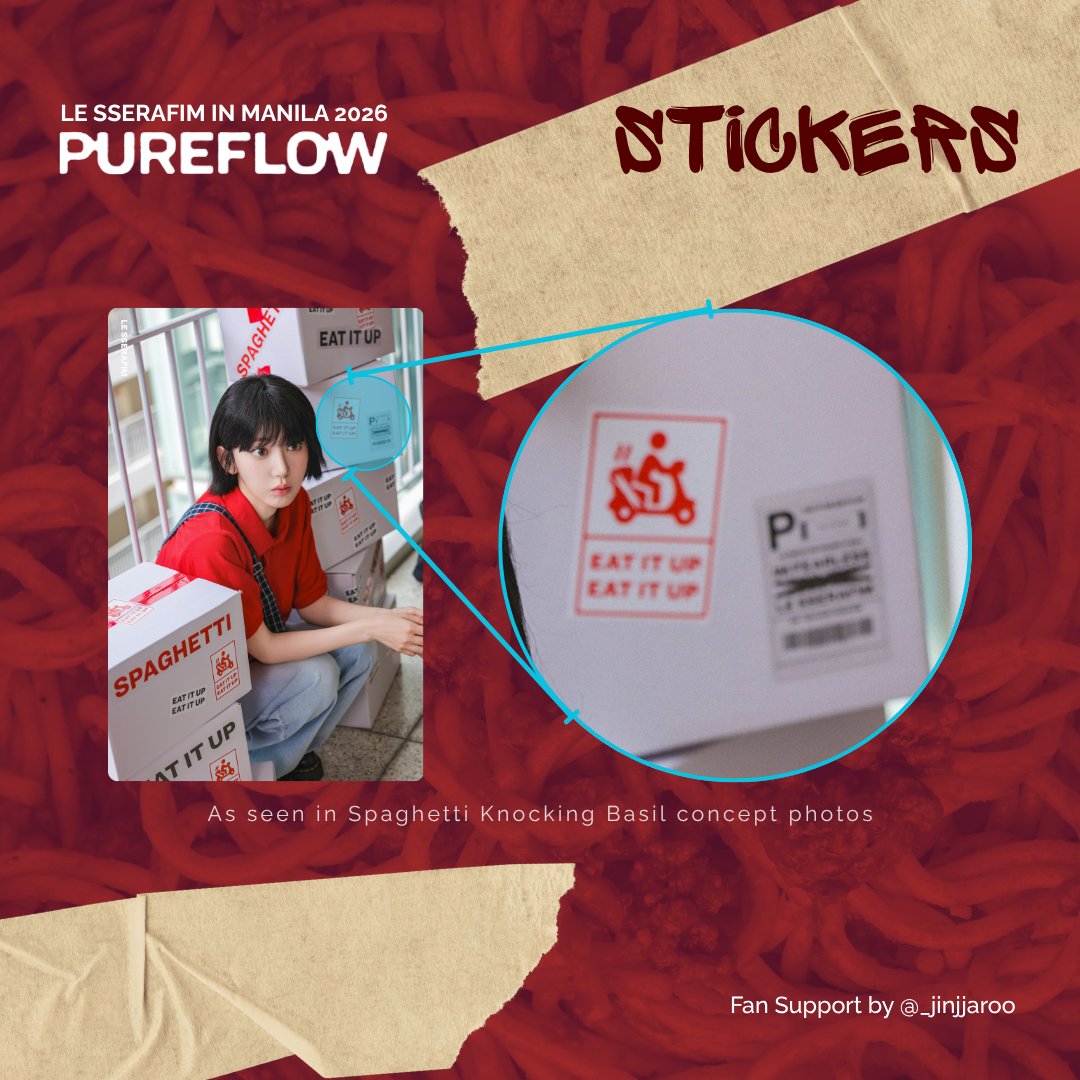 _jinjjaroo's tweet photo. 𝗟𝗘 𝗦𝗦𝗘𝗥𝗔𝗙𝗜𝗠 𝗣𝗨𝗥𝗘𝗙𝗟𝗢𝗪 𝗜𝗡 𝗠𝗔𝗡𝗜𝗟𝗔 — fan support by @_jinjjaroo✨

spaghetti package stickers

- 1:1, limited qty 
- like, rt, &amp; follow! 
- prio trades

see you filonots! <3

#LE_SSERAFIM #르세라핌 #PUREFLOW_IN_MANILA #LESSERAFIM_IN_MANILA https://t.co/AwkIDwt78R