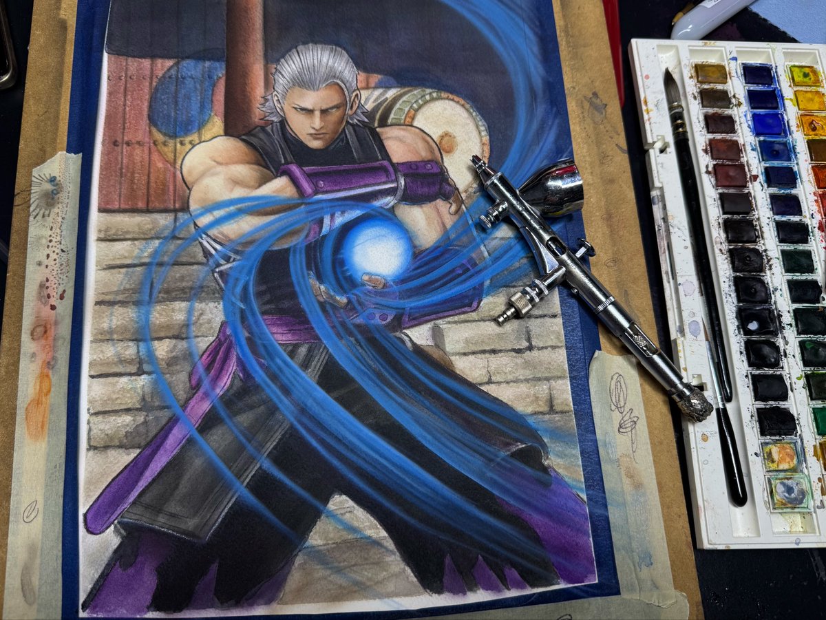 AdrianHeart_Art's tweet photo. Andy Bogard / Técnica mixta
Era un deber pintar mi Main. Utilice una paleta de colores inspirada en el fatal fury RB

Una combinación de acuarela, aerógrafo y bolígrafos. Papel 300gr

IG: Adrian_Heart
FGC IG: AdrianHeart_art
TTV: Adrian_heart
TikTok: Adrian_heart

#snk #fatalfury #fatalfurycityofthewolves
#andybogard #watercolor
@FATALFURY_PR @SNKPofficial 

Andy player, paint Andy? @DPPida