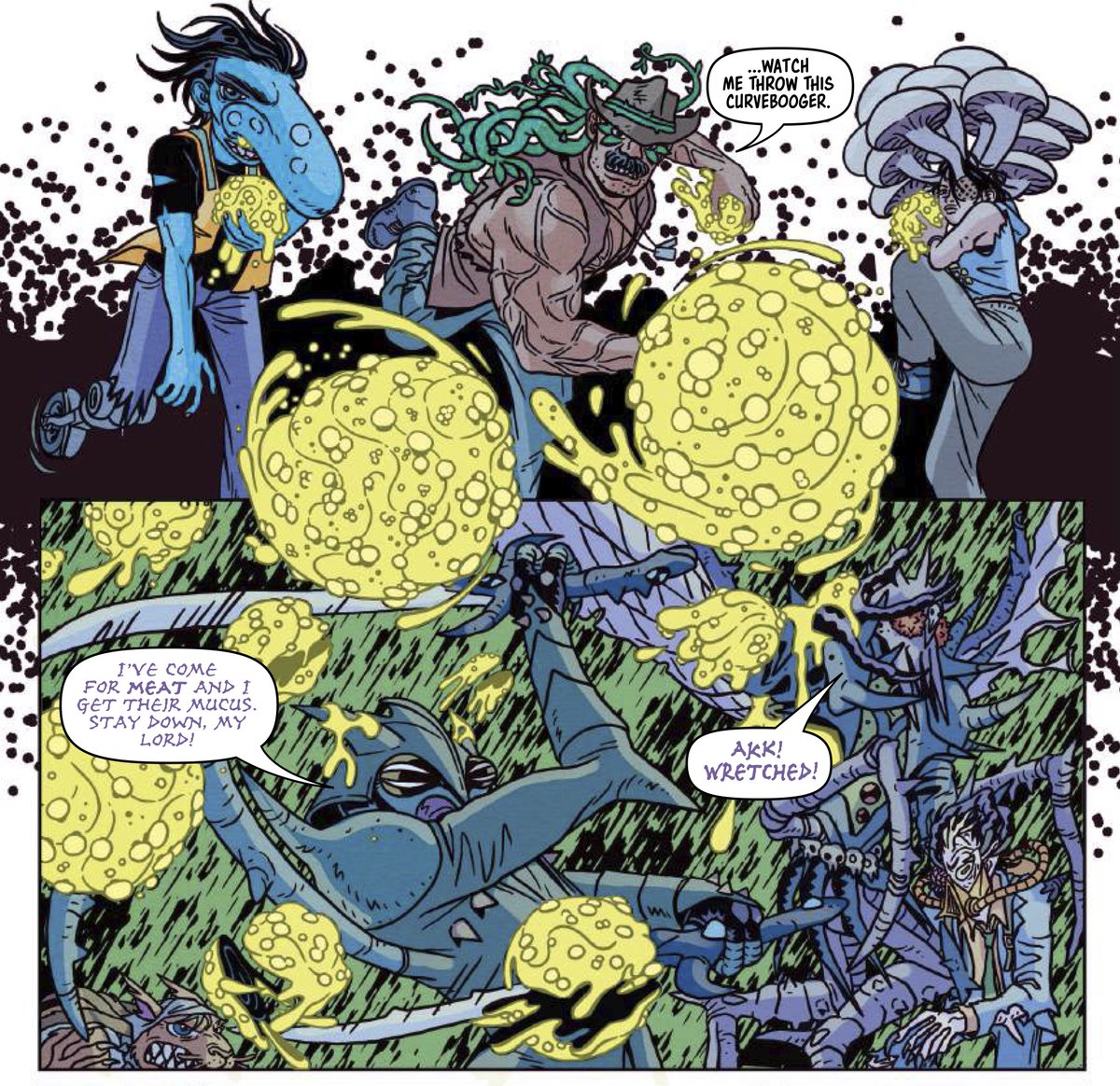 AhoyComicMags's tweet photo. "Gory, gritty, and gutty. @MattBors takes his political edge to the world of Tromaville and @tristanatsirt illustrates all of the disgusting detail perfectly. Incredible snotwork."—@Lubchansky

Have you picked up THE TOXIC CRUSADERS? Now in bookstores and comic shops everywhere! https://t.co/LlYPkIb2c3