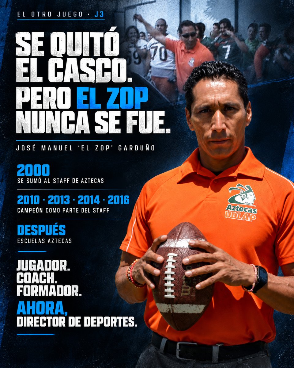 SoyMandoTec's tweet photo. Con todo lo que está pasando en Aztecas, creo que poner al Zop como Director de Deportes fue la mejor decisión que podía tomar la UDLAP.

Jugó ahí, ganó ahí, fue campeón, estuvo en el staff de coaches, formó jugadores y conoce el programa.

Eso no garantiza nada… pero si hay alguien que entiende lo que significa Aztecas, es él.

Ahora toca ver qué hace con esa nueva responsabilidad. 👇🏈