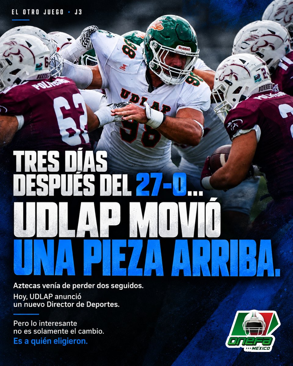 SoyMandoTec's tweet photo. Con todo lo que está pasando en Aztecas, creo que poner al Zop como Director de Deportes fue la mejor decisión que podía tomar la UDLAP.

Jugó ahí, ganó ahí, fue campeón, estuvo en el staff de coaches, formó jugadores y conoce el programa.

Eso no garantiza nada… pero si hay alguien que entiende lo que significa Aztecas, es él.

Ahora toca ver qué hace con esa nueva responsabilidad. 👇🏈