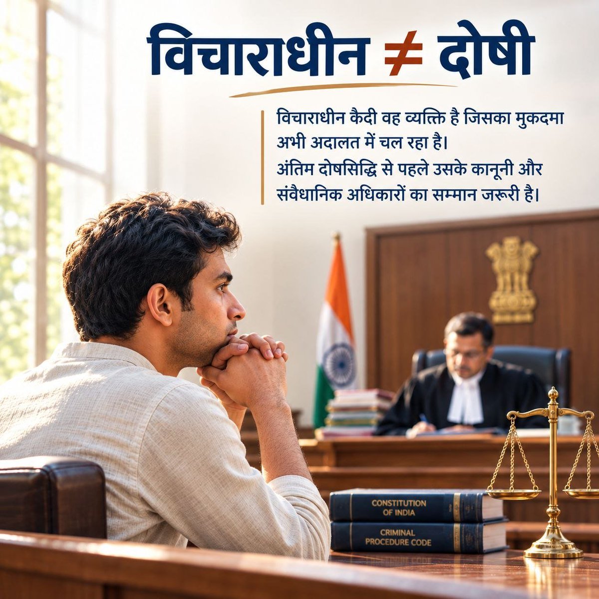 10Annya's tweet photo. @NarendraMendhe1 @jagohindustani_ निर्दोष साबित होने पर, जेल से बाहर आना न्याय का सिर्फ एक पहलू है। उन खोए हुए सालों का क्या जो बिना दोष के जेल में बीत गए? इसीलिए बेल को अपवाद नहीं बल्कि नियम होना चाहिए, ताकि निर्दोषों की आज़ादी न छिने। #RightToBail Undertrial Prisoners Nyayik Sudhar https://t.co/p8dPzTPpjt