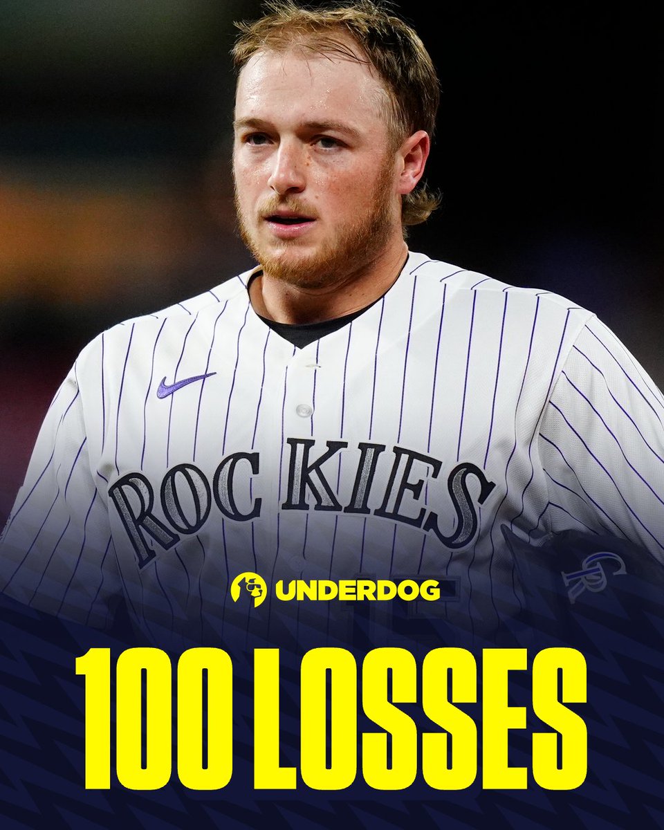 UnderdogMLB's tweet photo. The Rockies have lost 100 games for the fourth consecutive season.

They are 203 games under .500 during this span. https://t.co/9hWD6bGbU3