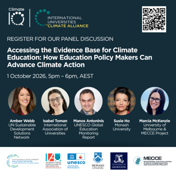 SDG_Academy's tweet photo. Join SDG Academy Special Advisor Amber Webb and partners for the ClimateIQ: Policymakers Edition panel on 'Accessing the Evidence Base for Climate Education: How Education Policy Makers Can Advance Climate Action.’

📅 October 1
🕔️ 5–6pm AEST
🔗https://t.co/j1pTxRVGNQ https://t.co/IAx6LHQw7l