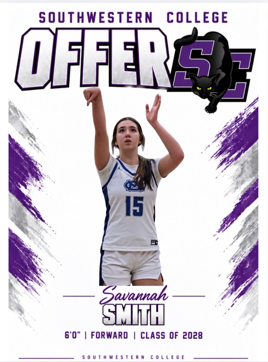 SavSmith2028's tweet photo. Thank you, Coach @Burt2Burt , for taking the time to have a great conversation with me and for offering me the opportunity to play basketball at Southwestern College! I’m extremely grateful and excited to continue learning more about the program. @CoachRubyD @jvire23 @Coach_Nik15 @Shockhoops