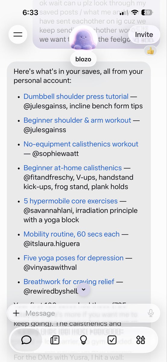Turned 553 saved reels into 26-workout shortlist