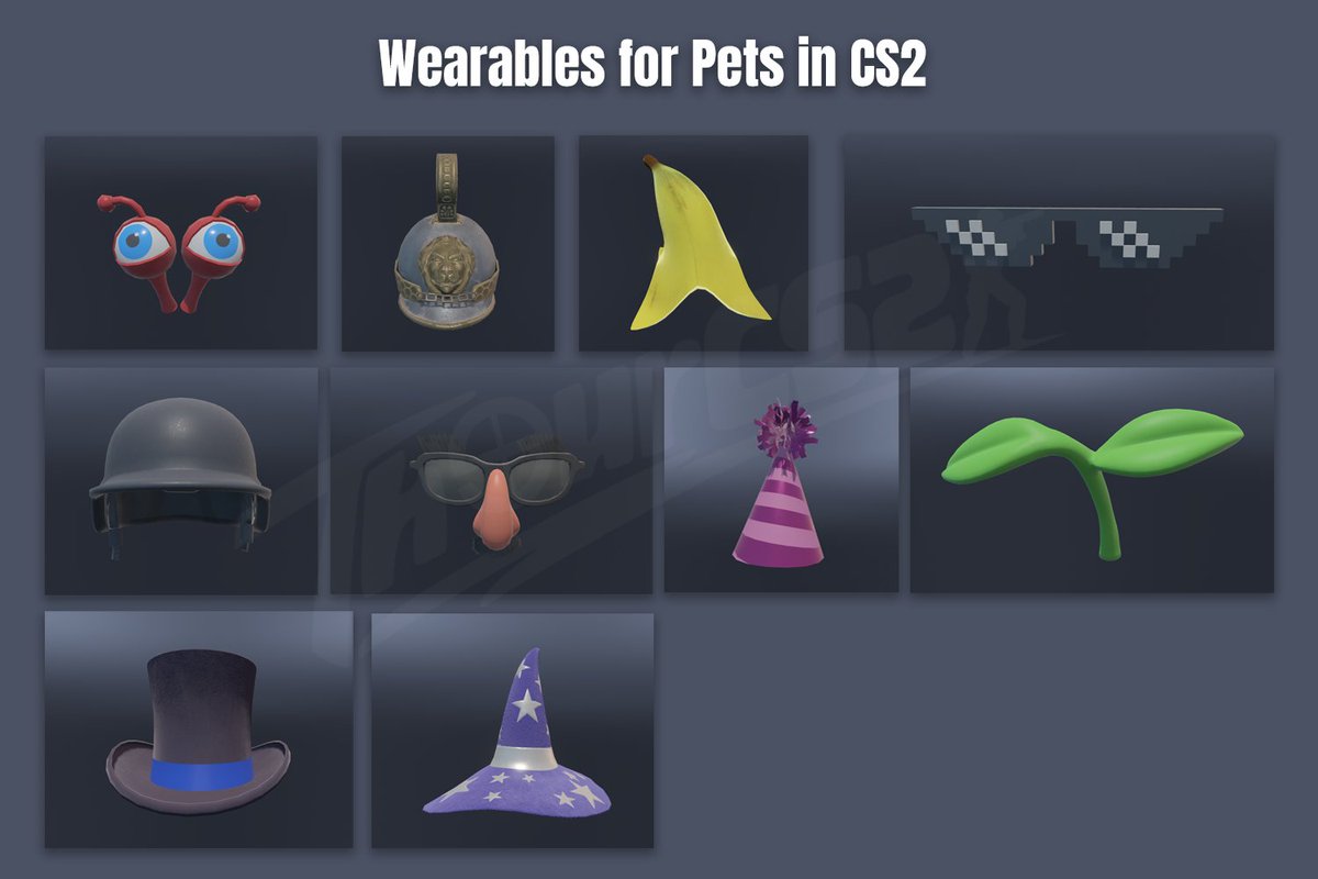 ThourCS2's tweet photo. These are all the wearables (Silly Hats) you can put on your Pets in the Photobook feature.. which we have yet to see. 🫣 https://t.co/6TXluZNdM7