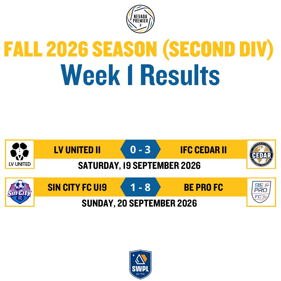 nvpremierleague's tweet photo. Matchweek 1 Result - Div 2 https://t.co/t98RURHVVH