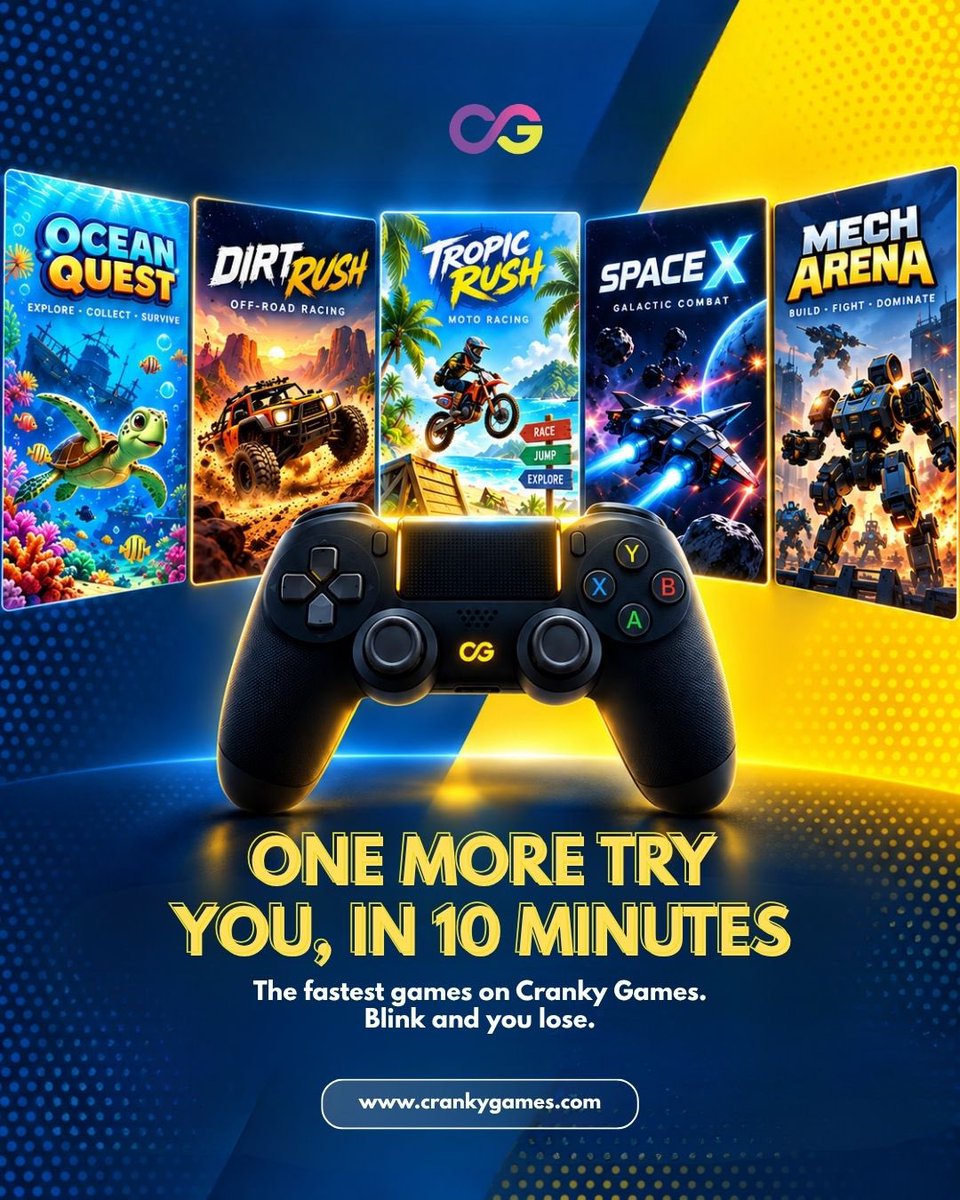 DesiToshi's tweet photo. 🎮 Got 10 minutes? You’ve got time for one more game.

From racing and space battles to ocean adventures and mech fights, Cranky Games has something ready to play. ⚡

👉 Play now: https://t.co/uzuIDnzGUG

#CrankyGames #BrowserGames #FreeGames #Gaming #OnlineGaming #WebGames #VideoGames #GameOn #PlayNow #GamingCommunity #GamingPlatform #FreeToPlay #RacingGames #SpaceGames #AdventureGames #ActionGames #MechGames #MotoRacing #ArcadeGames #CasualGaming #PCGaming #MobileGaming #IndieGames #GameDev #GameDevelopment #GameStudio #3DGames #OnlineGames #Gamers #GamingExperience