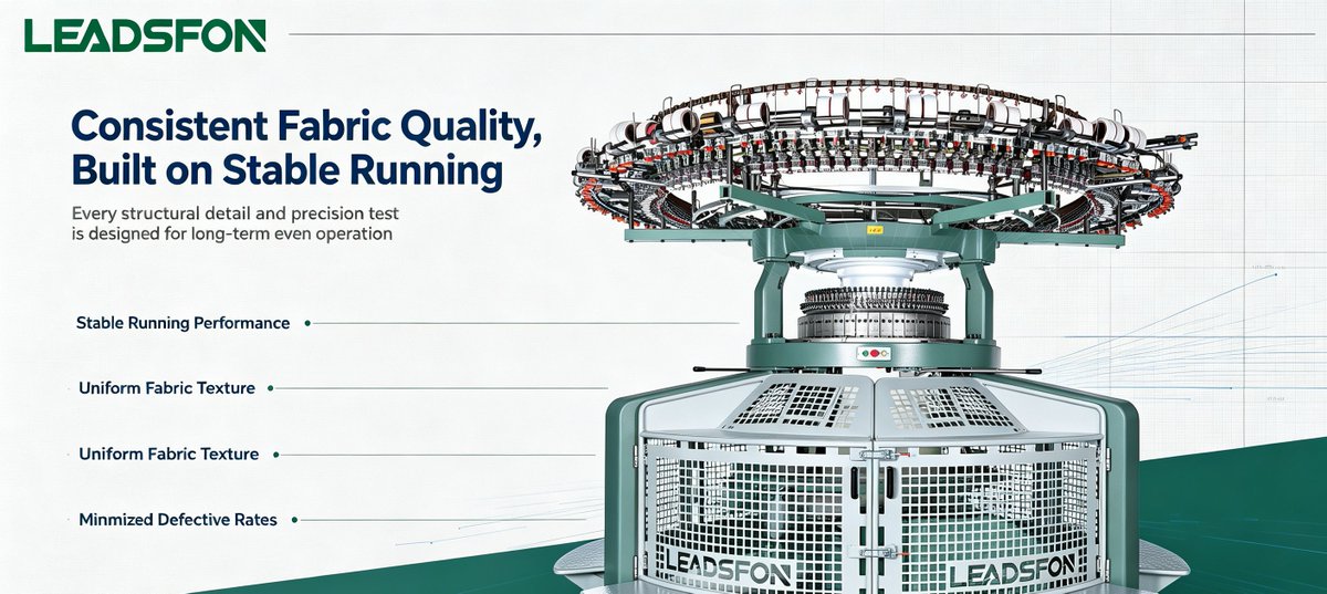 LeadsfonLiu's tweet photo. In textile manufacturing, consistent fabric quality is more important than extreme speed. A single subtle machine deviation can cause continuous fabric defects and bring huge losses to the factory. #LEADSFON #CircularKnittingMachine #KnittingMachine #TextileMachinery https://t.co/rviH4gQMHu