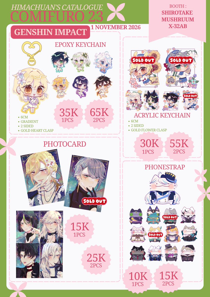 himachuann's tweet photo. [💖+ 🔄️appreciated! ]  

🌻Shirotake Mushruum #Comifuro23 SUNDAY ONLY!! 🌻

🔗https://t.co/2OwFyUj6J8

🌸Genshin Impact, Hatsune Miku, Alien Stage, Utaite ( Mafumafu, Soraru, Nqruse, Ado ) 
🌻Some are limited stock! 
🪷Close 17 October !! 

 #Cf23 #comifuro23catalogue https://t.co/QDbUhF2ENg
