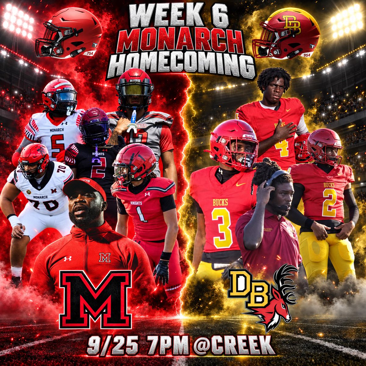 MHS_Knights_FB's tweet photo. Homecoming week! Alumni come and support your Monarch Knights!! https://t.co/OtKuYGaHVS